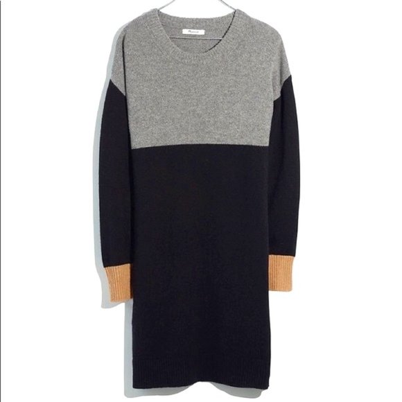 Madewell Dresses & Skirts - MADEWELL Colorblock Wool Sweater Black Gray Dress